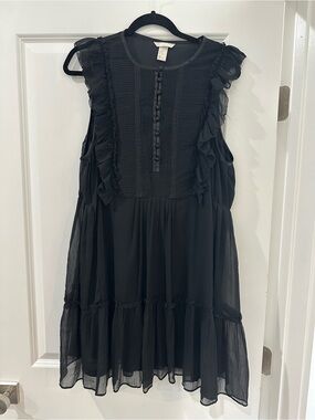 H&M Black Ruffle Sleeve Button-Front Dress